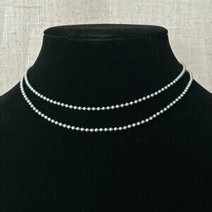 Vintage Sterling Silver 925 Dog Tag/ Ball Bead Chain Necklace 6+ grams 30 inches